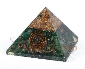 Orgonitová pyramída "GREEN JADE & SPIRAL & SEED OF LIFE"
